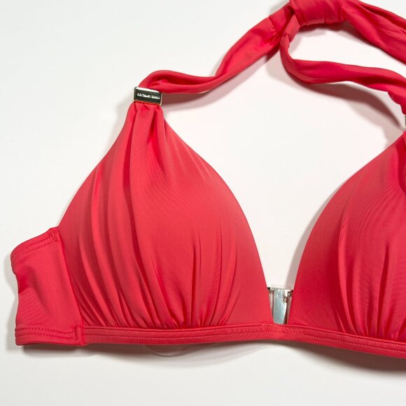 Victoria Secret Small S Harlow Halter Push Up Bikini Top Triangle Pink Island - Picture 2 of 6